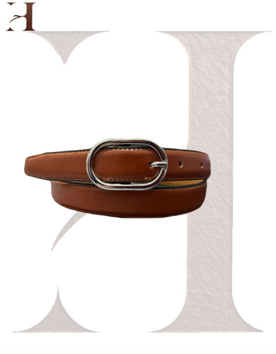کمربند چرم طبیعی زنانه عسلی ساده - کد ۱۱۴